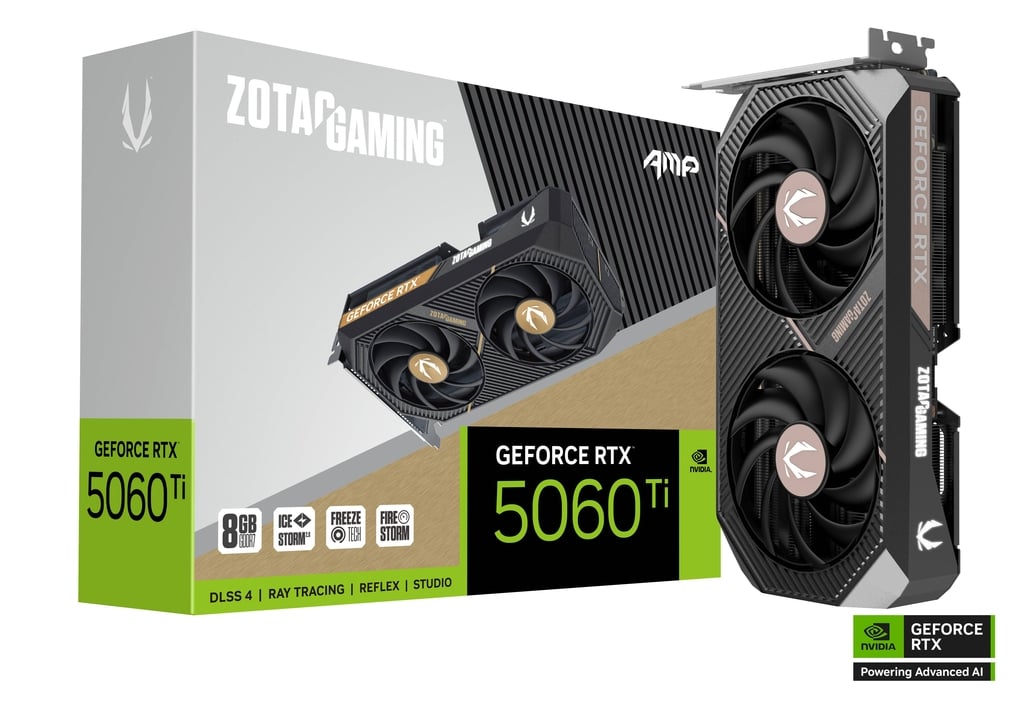 Видеокарта ZOTAC NVIDIA GeForce RTX 5060Ti AMP!, 8Gb GDDR7