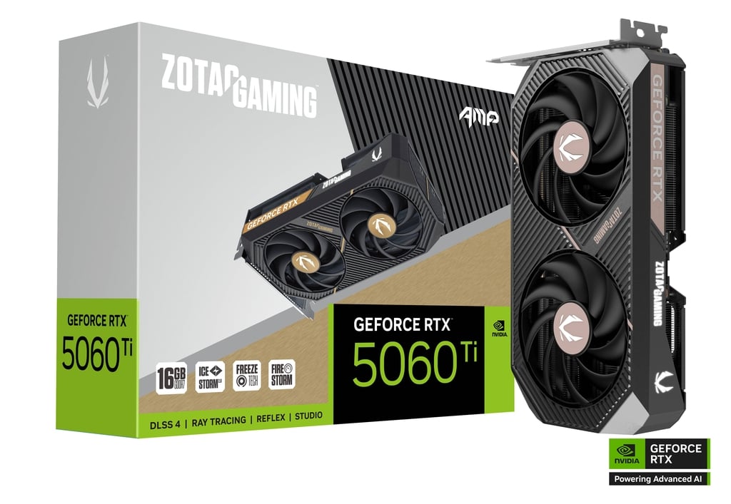 Видеокарта ZOTAC NVIDIA GeForce RTX 5060Ti AMP!, 16Gb GDDR7