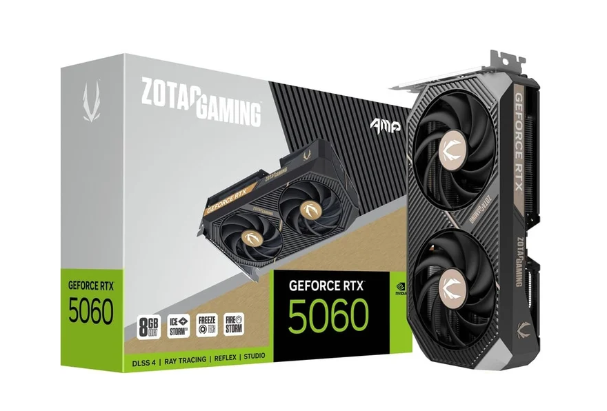 Видеокарта ZOTAC NVIDIA GeForce RTX 5060 AMP, 8Gb GDDR7
