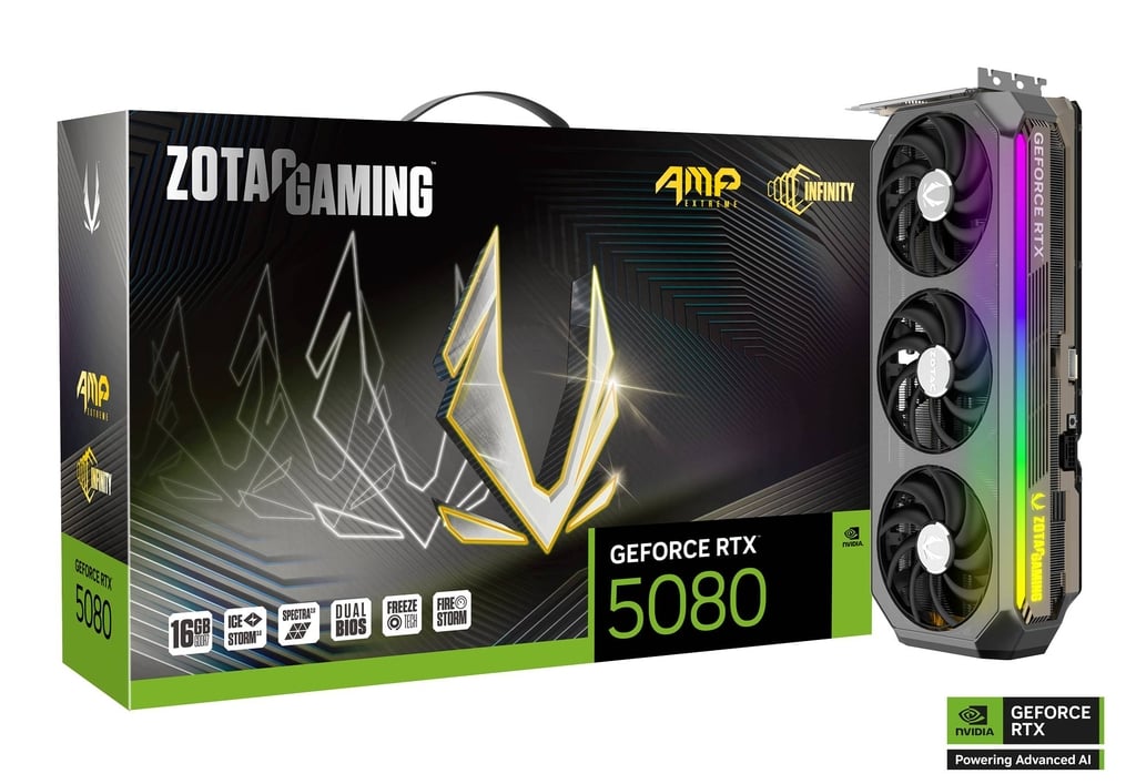 Видеокарта ZOTAC NVIDIA GeForce RTX 5080 AMP Extreme INFINITI, 16Gb GDDR7