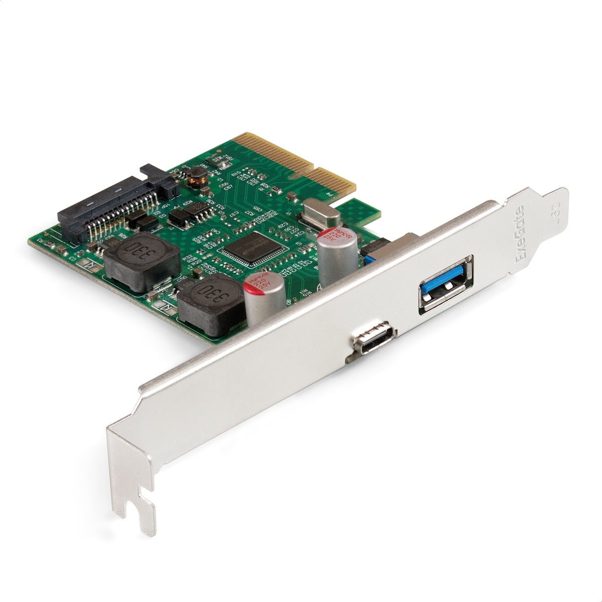 Контроллер USB ExeGate EXE-313-1A1C, 1xUSB3.2 Gen2 Type-A + 1xType-C, SATA 15PIN, PCI-Ex4