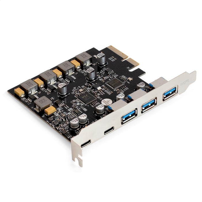 Контроллер USB ExeGate EXE-313V-3A2C, 3 x USB 3.2 Gen2 Type-A + 2 x Type-C, PCI-Ex4