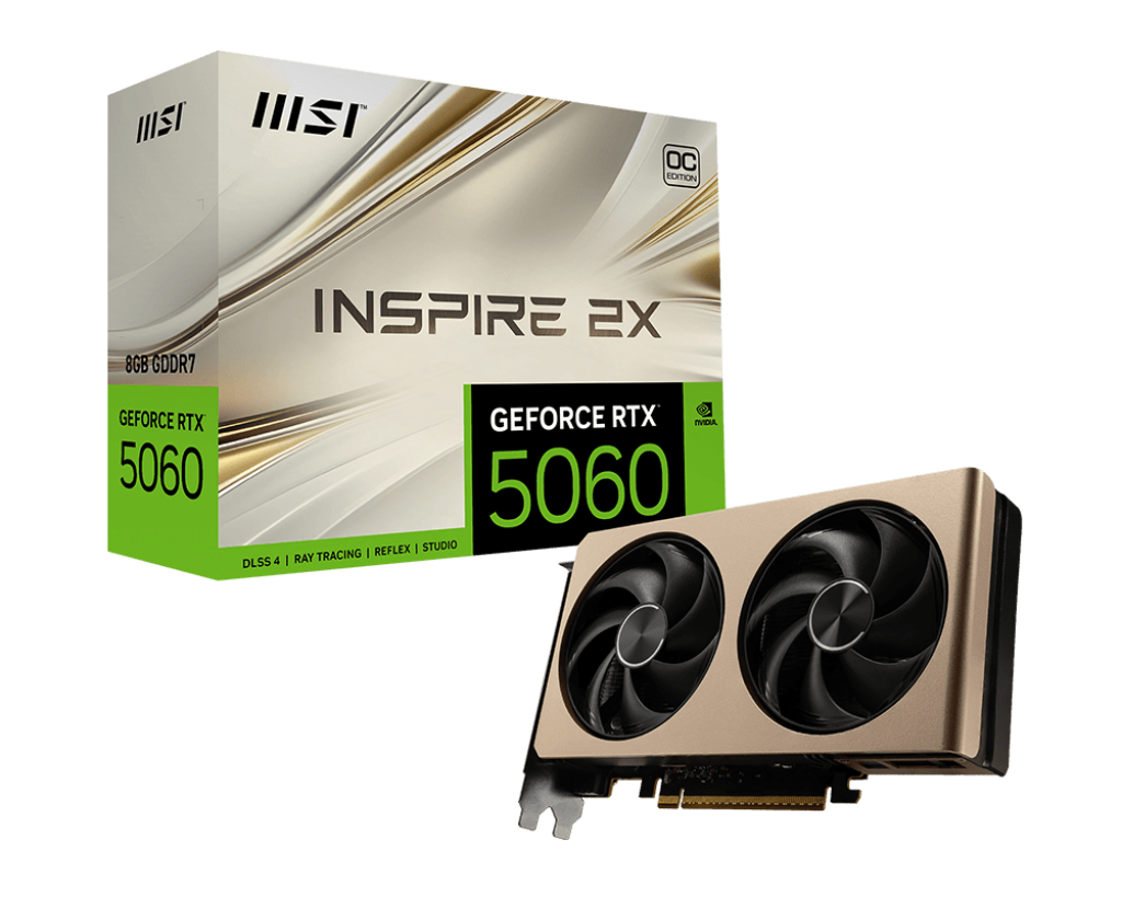 Видеокарта MSI NVIDIA GeForce RTX 5060 INSPIRE 2X OC, 8Gb GDDR7