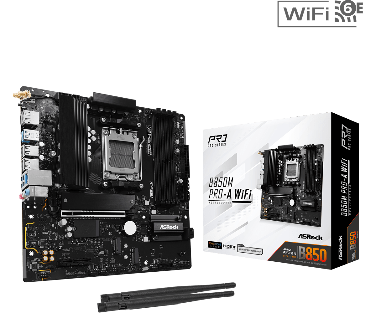 Материнская плата ASRock B850M PRO-A WIFI, AM5, AMD B850, mATX