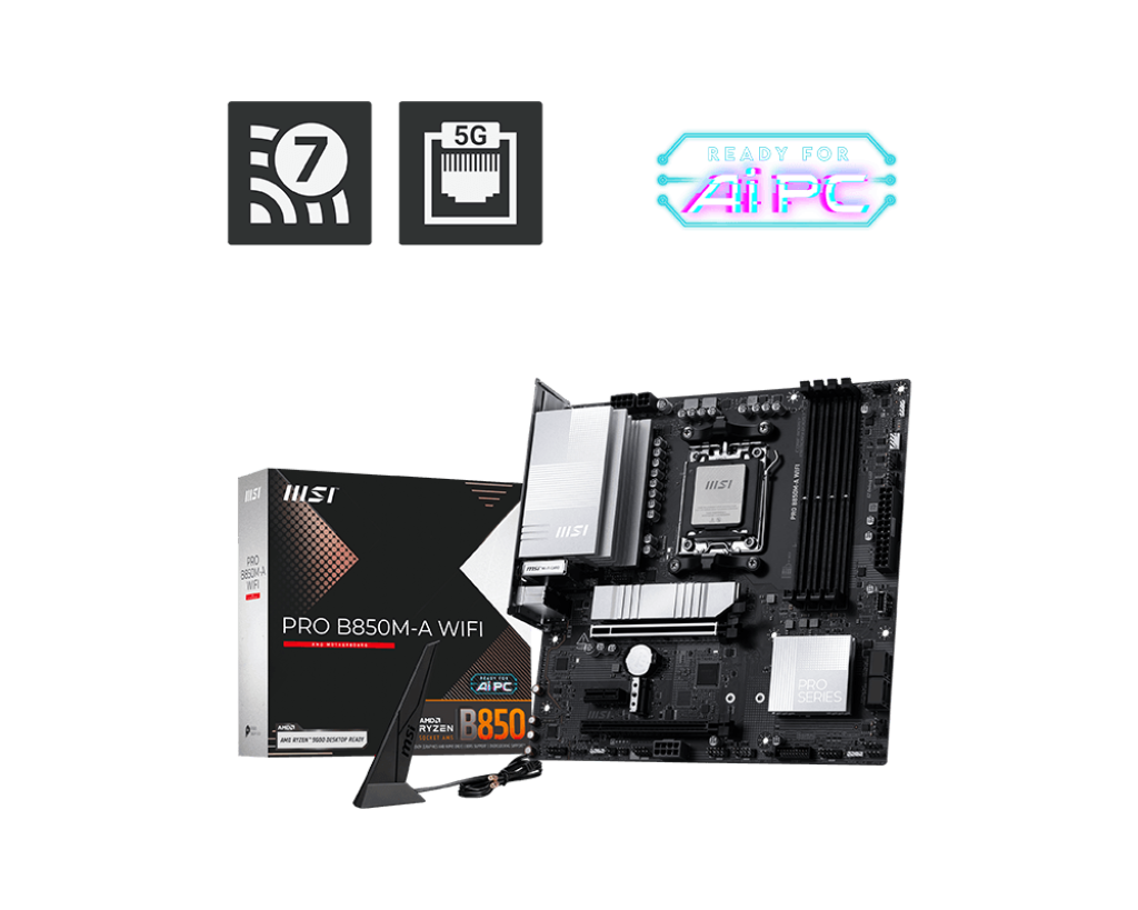 Материнская плата MSI PRO B850M-A WIFI, AM5, AMD B850, mATX