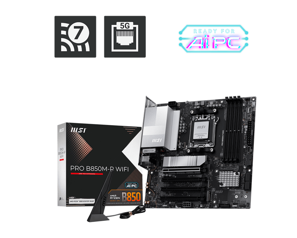 Материнская плата MSI PRO B850M-P WIFI, AM5, AMD B850, mATX