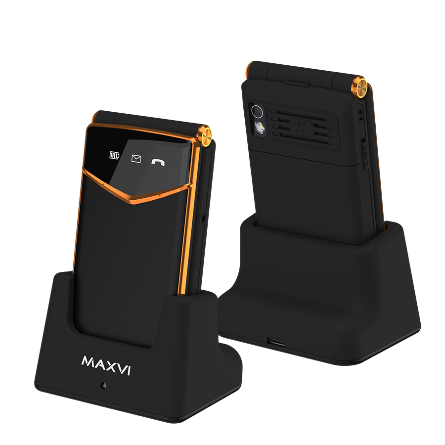 Мобильный телефон MAXVI E11ds черный/золотистый