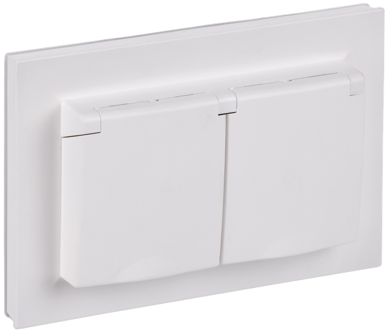 Розетка IEK Brite РСбш12-3-44-БрАБ, 2-х постовая, арктический белый