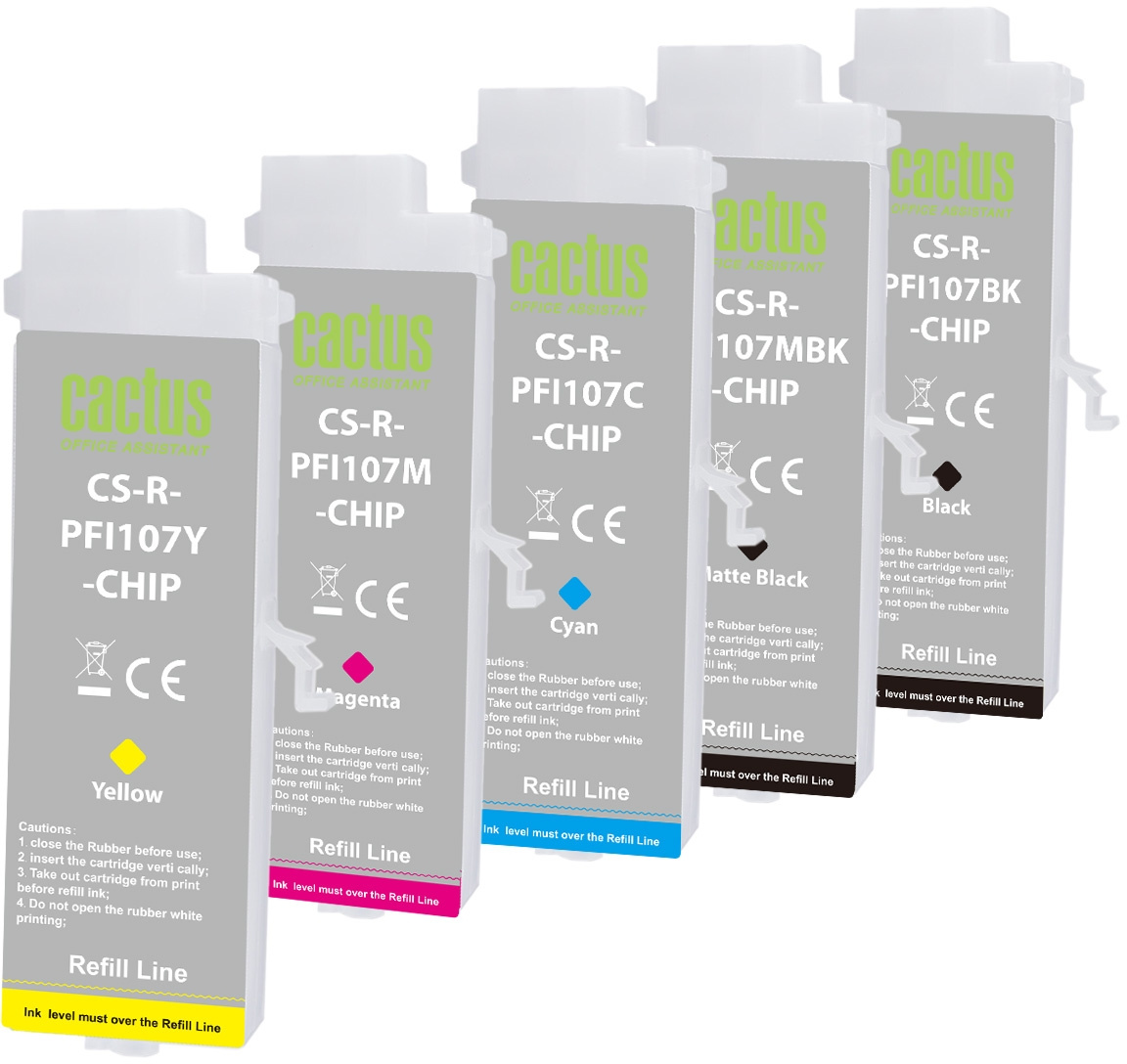 Перезаправляемый картридж Cactus (CS-R-PFI107SET-CHIP)