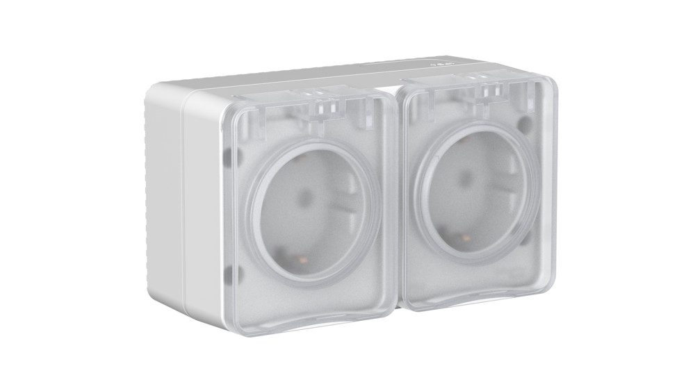 Розетка Systeme Electric (Schneider Electric) AtlasDesign Profi54, 2-х постовая, серый