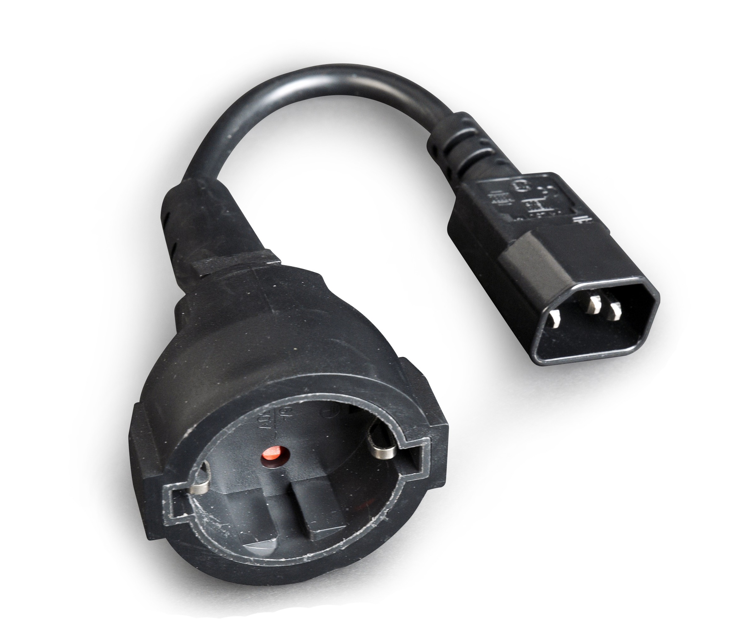 Кабель-переходник питания (адаптер) IEC-320-C14-Schuko (Euro)(F), 15 см, черный Cablexpert (PC-SFC14M-0) б/у, следы использования