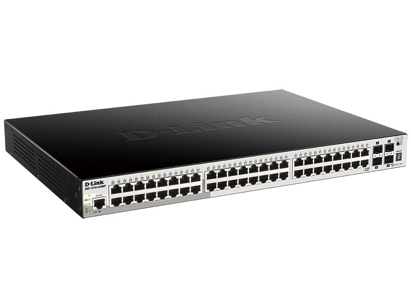 Коммутатор D-Link DGS-1510-52XMP, 48x1 Гбит/с, SFP+ 4x10 Гбит/с (DGS-1510-52XMP/A2A)