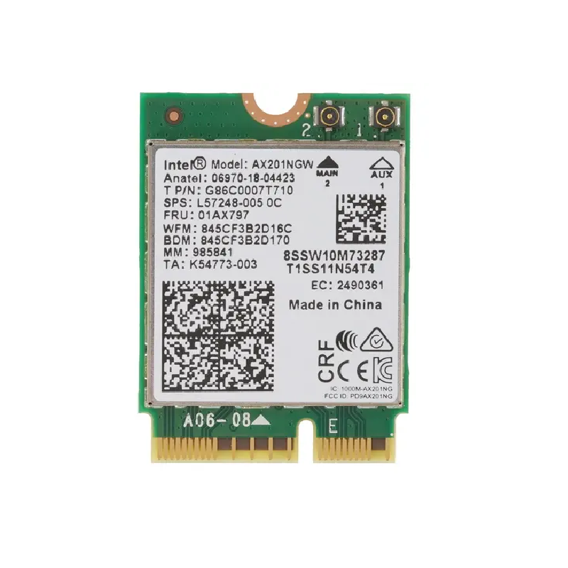 

Адаптер Wi-Fi+Bluetooth Intel AX201, 802.11a/b/g/n/ac/ax, 2.4 / 5 ГГц, до 2.4 Гбит/с, M.2 (AX201.NGWG.NV), AX201
