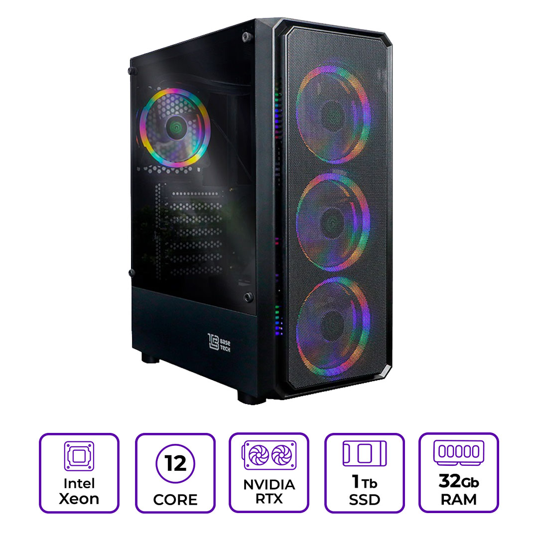 Системный блок BaseTech Gaming BSGMD07 (BSGMD07-X2680v3-32-1000-RTX3050-B-без ОС)