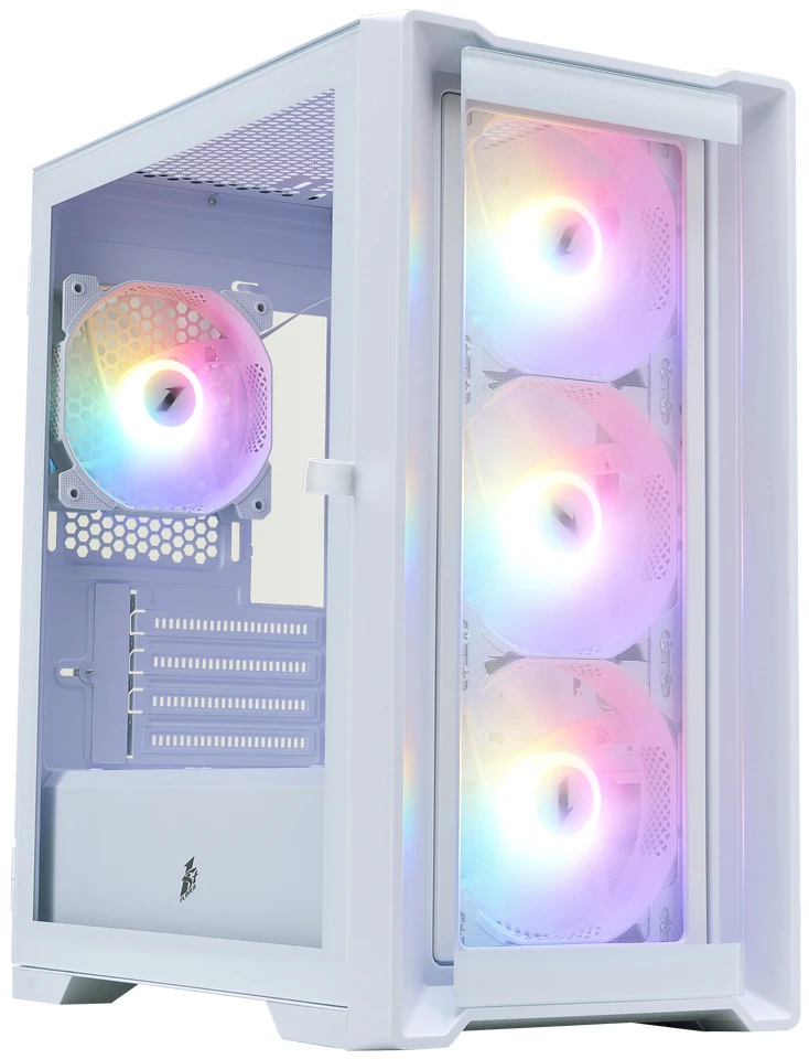 Корпус 1STPLAYER TRILOBITE T4-G FRGB, Mini-Tower, без БП, белый