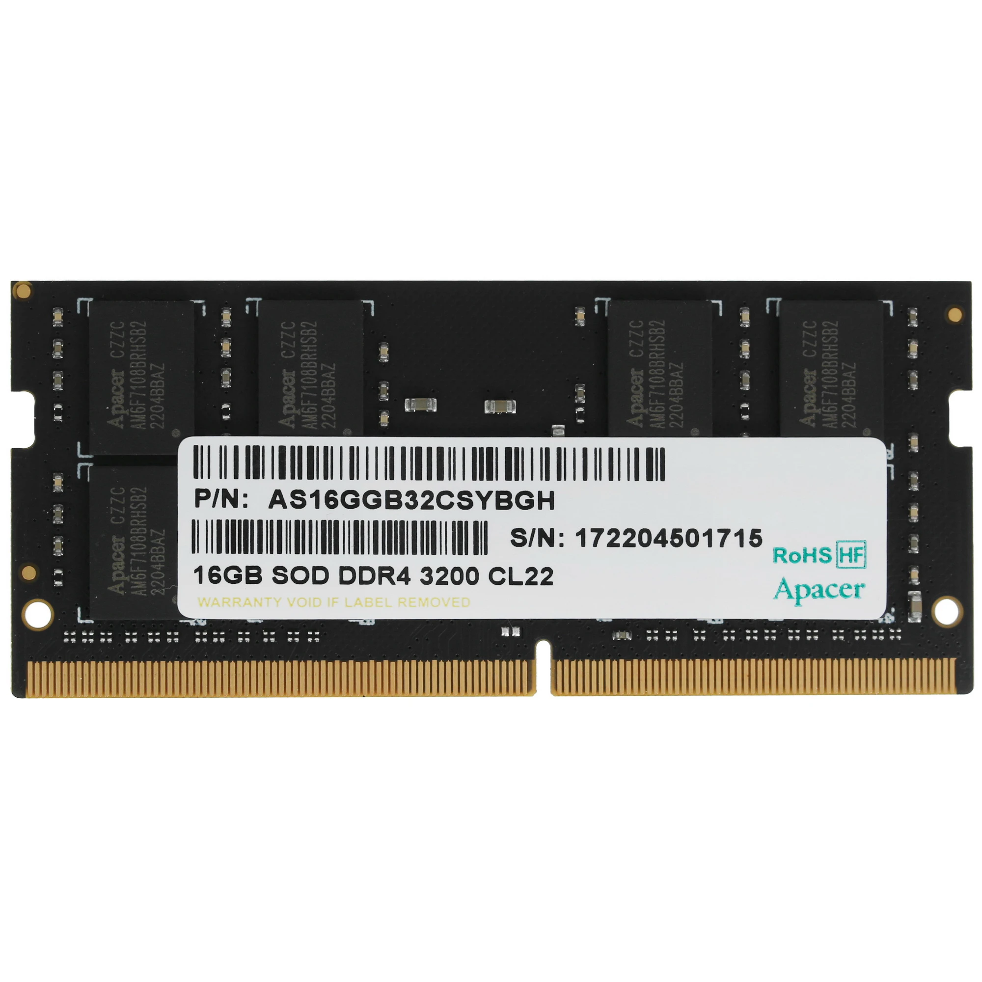 Память DDR4 SODIMM 16Gb, 3200MHz Apacer (AS16GGB32CSYBGH/ES.16G21.GSH)