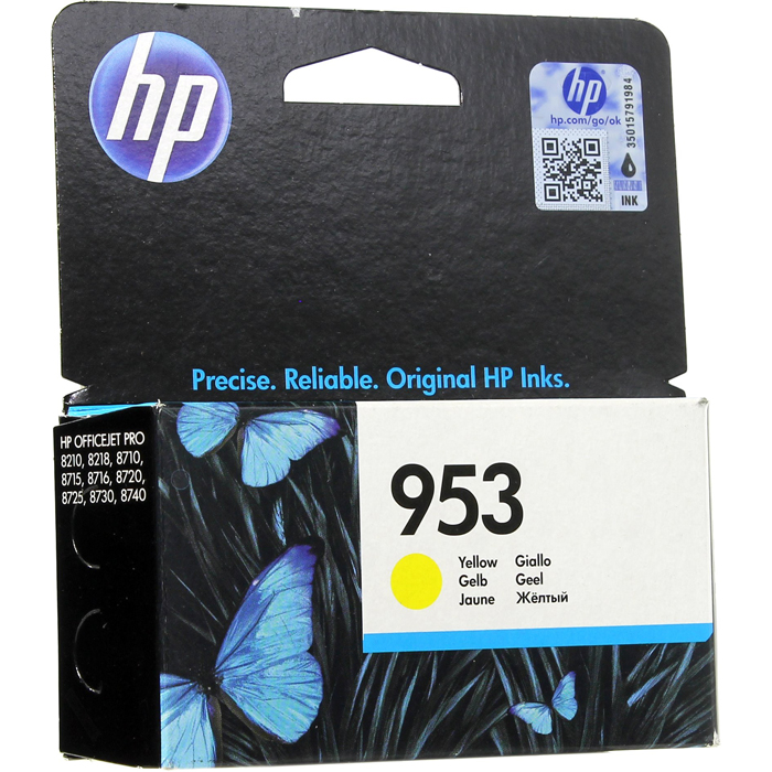 

Картридж струйный HP 953 (F6U14AE), желтый, оригинальный, ресурс 700 страниц для HP HP OfficeJet Pro 8710 / 8715 / 8720 / 8725 / 8730 / 7740 / 8210 / 8218, 953