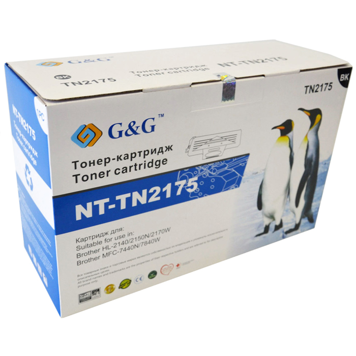 

Картридж G&G NT-TN2175 для Brother HL-2140/2150N/2170W MFC-7440N/7840W 2600стр, Черный