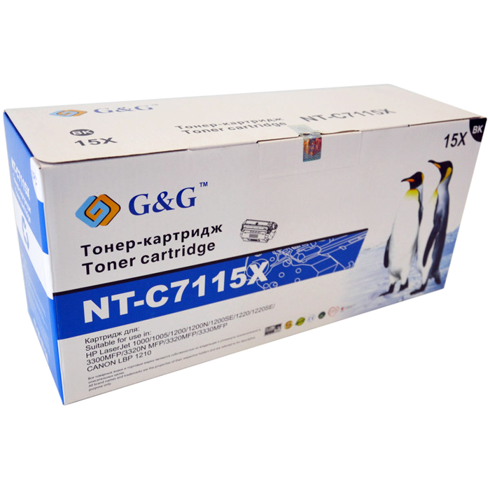 

Картридж лазерный G&G NT-C7115X (15X/C7115X), черный, 3500 страниц, совместимый, для LJ 1000/1005/1200/3300/3320/3330 Canon LBP-1210