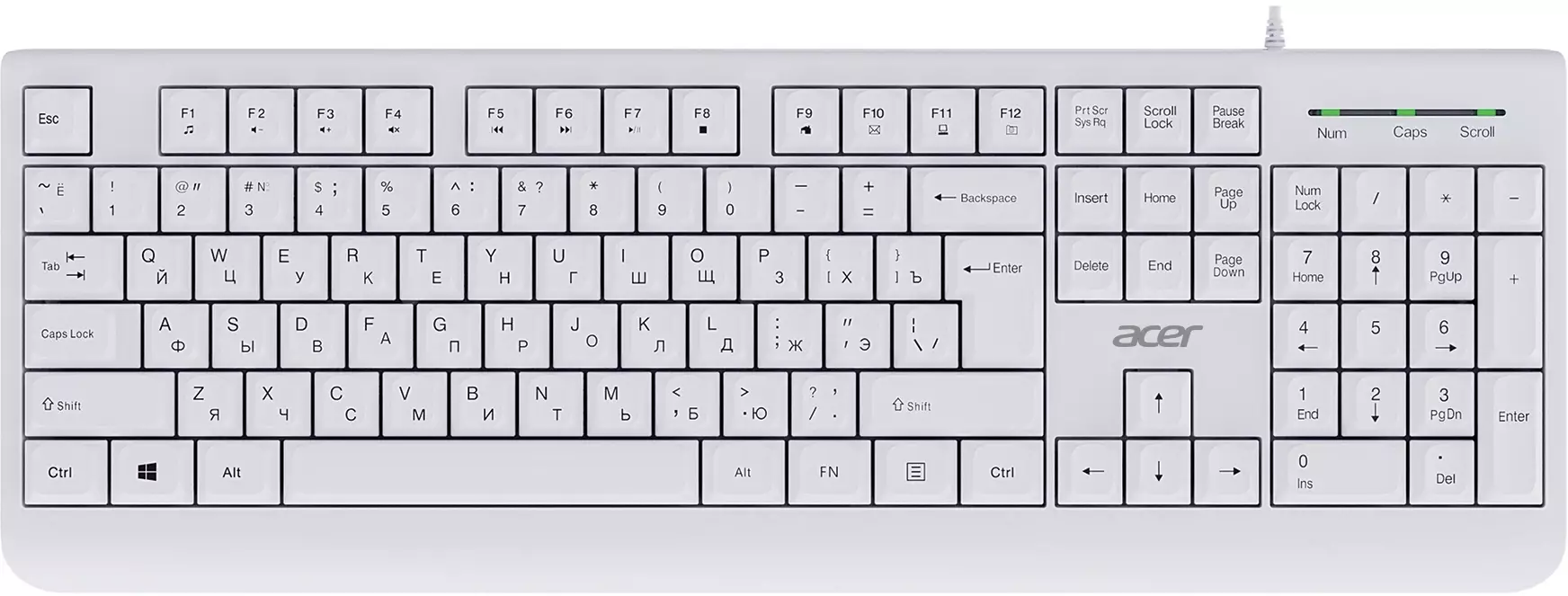 Клавиатура Acer OKW400, USB, белый (ZL.KBDEE.01B)