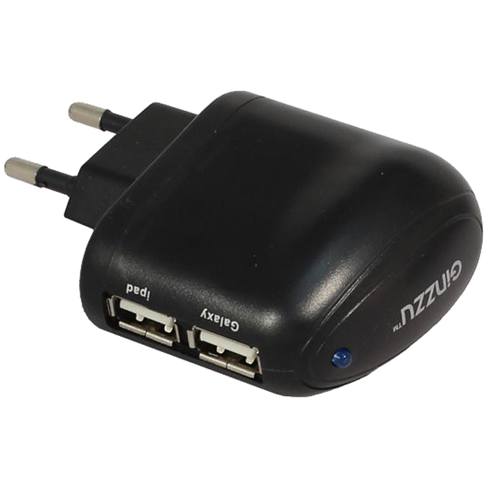 Зарядное устройство GINZZU GA-3212UB/S3 2.5A, 2xUSB