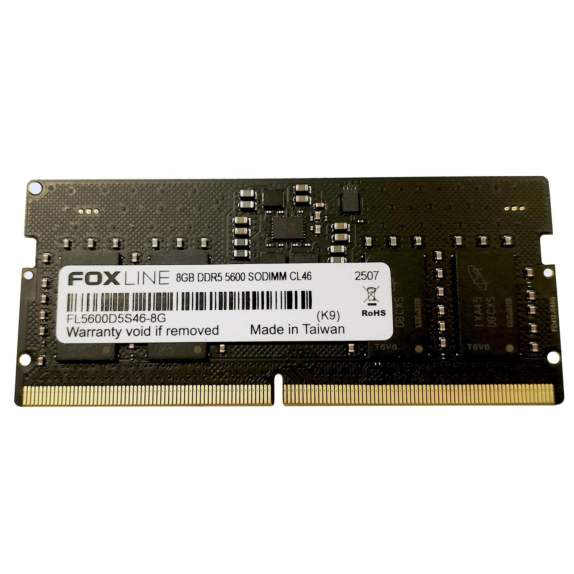 Память DDR5 SODIMM 8Gb, 5600MHz Foxline (FL5600D5S46-8G)