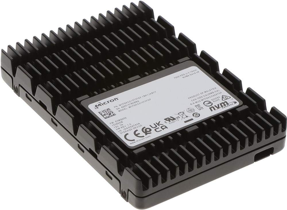 Твердотельный накопитель (SSD) Micron 7500 PRO 15.4Tb, U.3 2.5", PCI-E 4.0 x4 (MTFDKCC15T3TGP-1BK1JABYY)