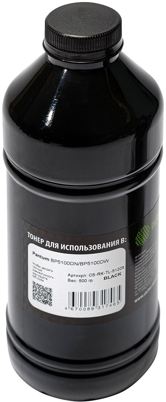 Тонер Cactus, бутыль 500 г, черный