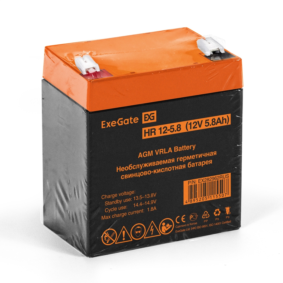 

Аккумуляторная батарея для ИБП Exegate HR 12-5.8, 12V, 5.8Ah (EX282962RUS), HR 12-5.8