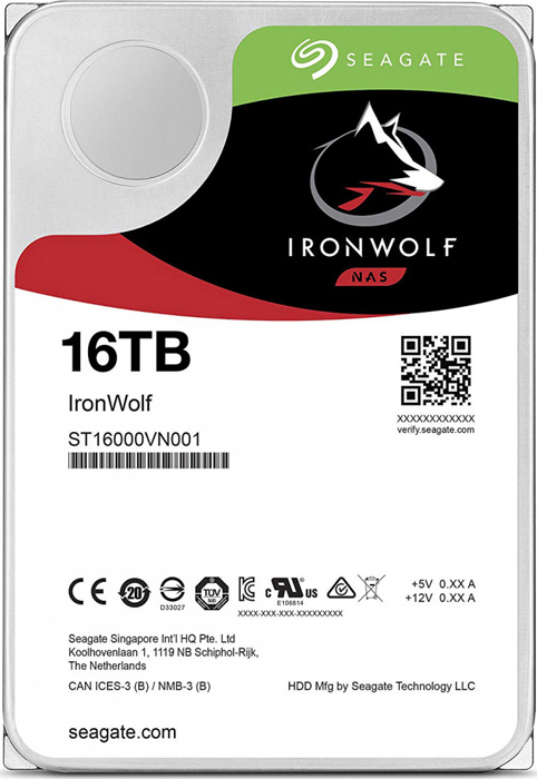 Жесткий диск (HDD) Seagate 16Tb IronWolf, 3.5", 7200rpm, 256Mb, SATA3 (ST16000VN001) б/у, после ремонта (восстановление работоспособности при помощи PC-300), незначительные следы установки, небольшие две вмятинки на верхней крышке сбоку справа