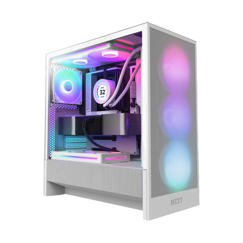 Корпус NZXT H5 Flow RGB, Midi-Tower, без БП, белый