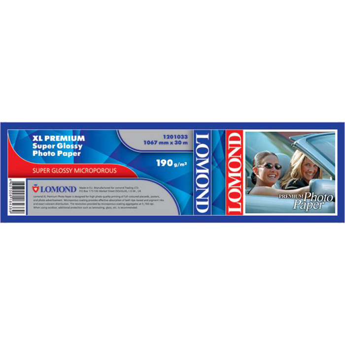 Бумага рулон 42"(1067мм) x 30 м, Lomond XL Premium Super Glossy Photo Paper