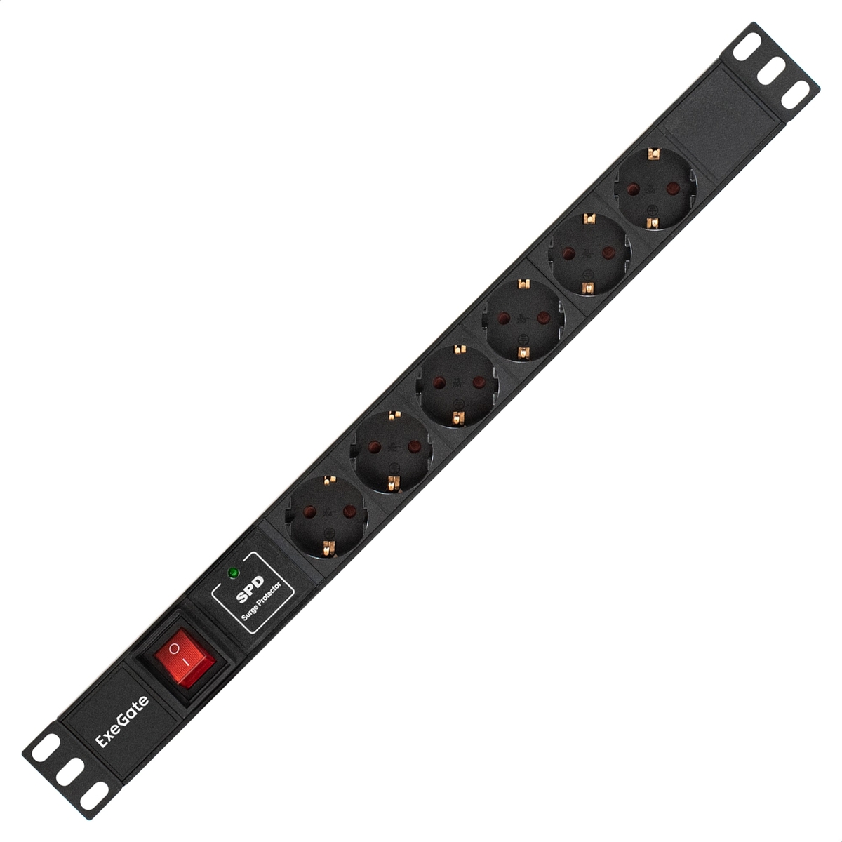 Блок розеток (PDU), кол-во розеток: 6, ExeGate ServerPro PDU-19H608 Al-6S-EU2CU-SW-SPD1 (EX280833RUS)