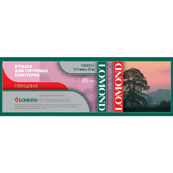 

Фотобумага рулон 24"(610мм) x 30 м, втулка 2" (50.8мм), 85 г/м², глянцевая, Lomond XL Glossy Paper (1204011)