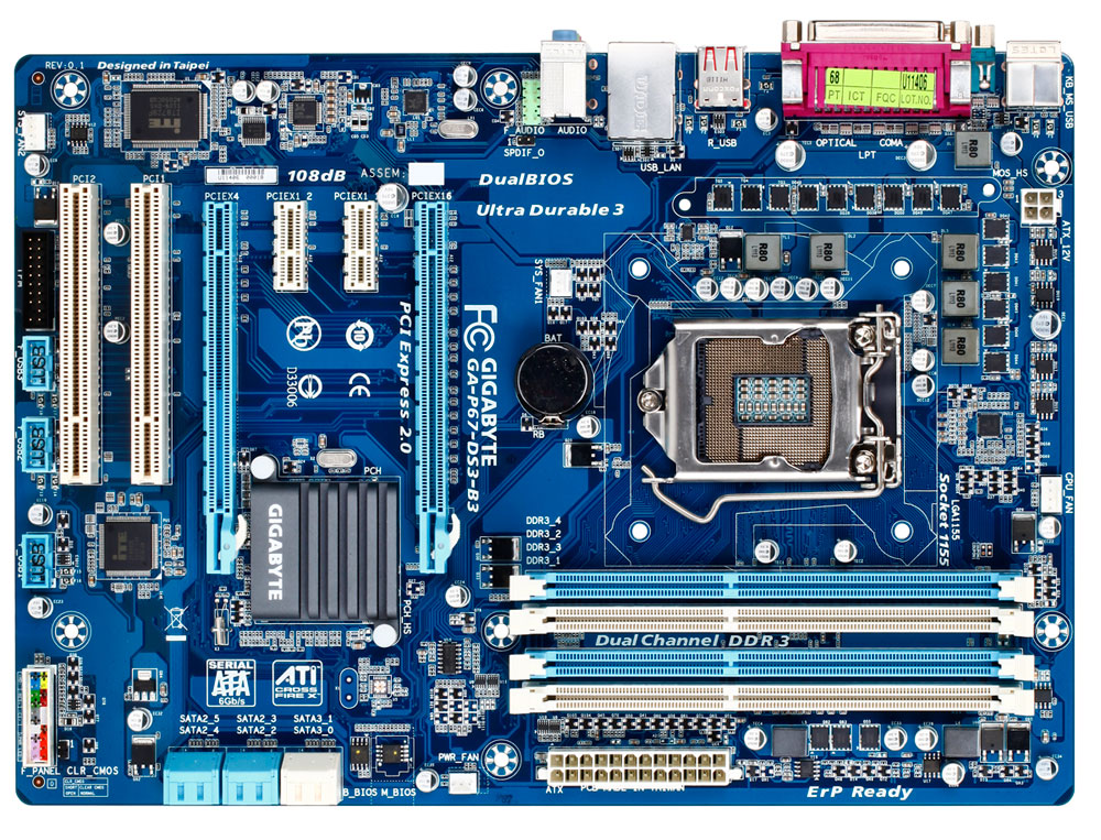 Материнская плата GIGABYTE GA-P67-DS3-B3, Socket1155, Intel P67, ATX