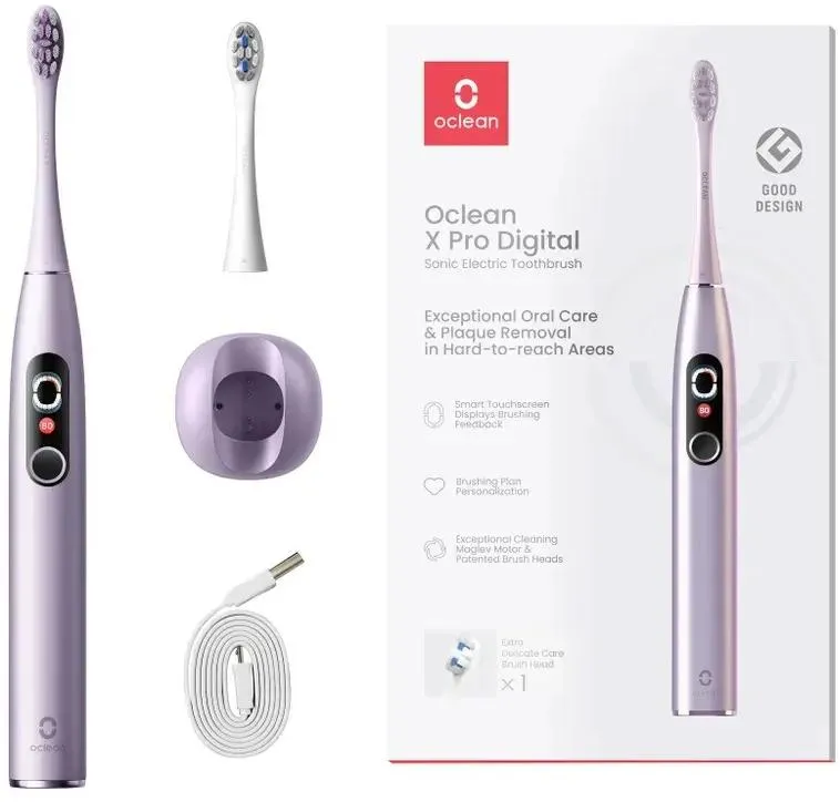 Электрическая зубная щетка Oclean X Pro Digital Y2076, насадок: 2, режимов: 1, фиолетовый