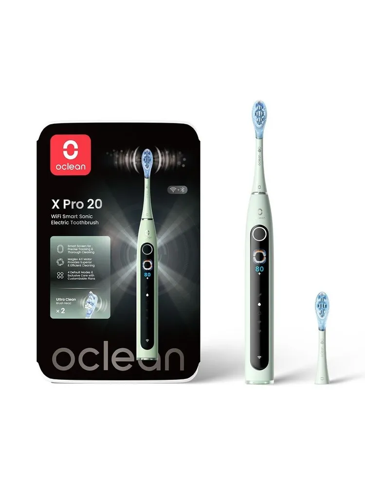 Электрическая зубная щетка Oclean X Pro 20, насадок: 2, режимов: 4, зеленый