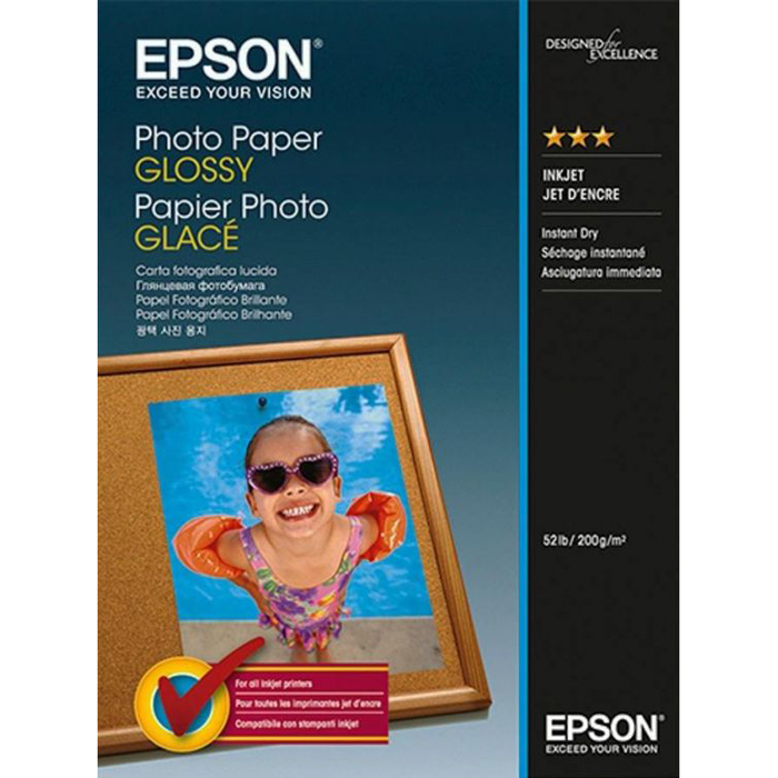 

Фотобумага 13х18 200г/м2 глянцевая, 50 листов, односторонняя, Epson S042545/C13S042545 для струйной печати, Белый, S042545