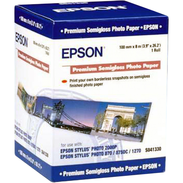 

Бумага рулон 100мм x 8м, 251г/м2, полуглянцевая, Epson Premium Semiglossy Photo Paper (C13S041330)