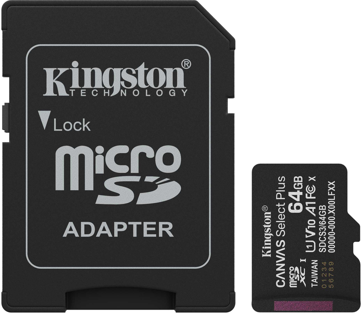 Карта памяти microSDXC Kingston 64Gb Class 10 UHS-I U1 (SDCS3/64GB)