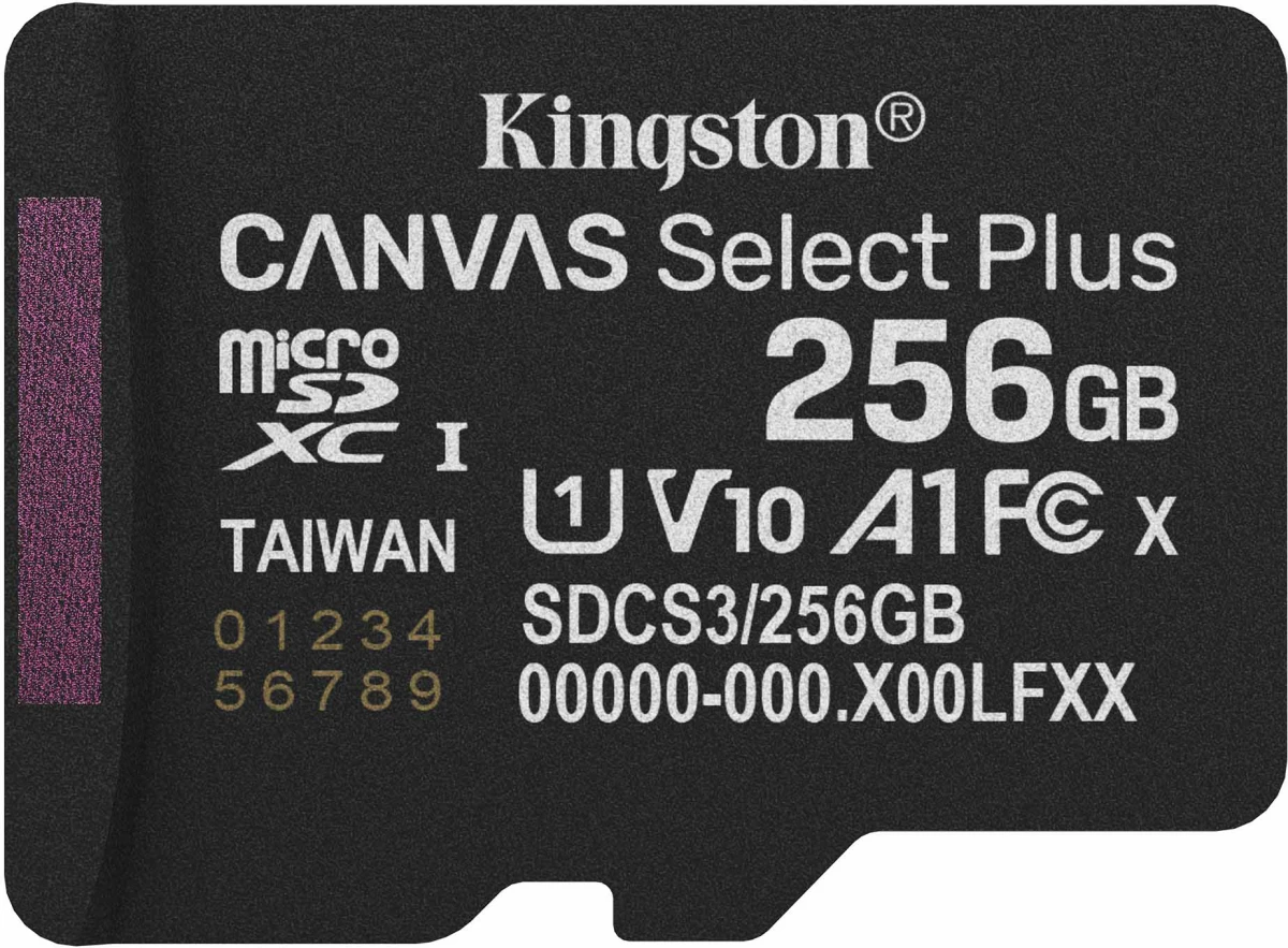 Карта памяти microSDXC Kingston 256Gb Class 10 UHS-I U1 (SDCS3/256GBSP)