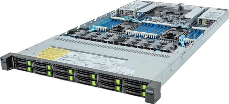 Серверная платформа Gigabyte R183-S96-AAD1, 2xSocket4677, 32xDDR5, 12x2.5 HDD HS, Redundant 2x1600 Вт 1U (6NR183S96DR000AAD1)
