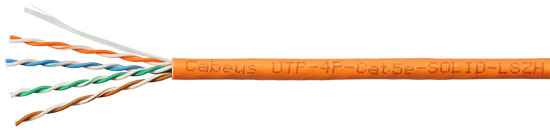 Витая пара Cabeus UTP кат.5e 4 пары CU 305м. нг(А)-HF (LSZH) (UTP-4P-Cat.5e-SOLID-LSZH-OR-LIGHT)