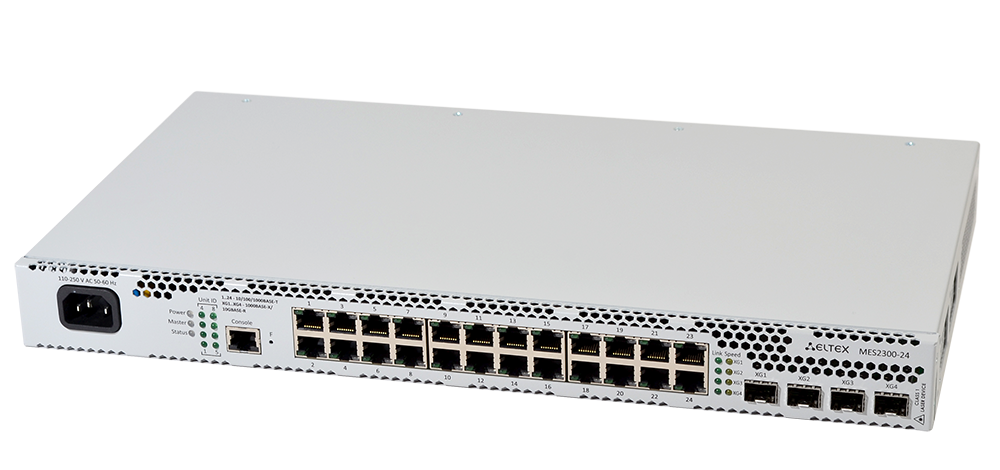Коммутатор Eltex MES2300-24, SFP/SFP+ 4x10 Гбит/с/1 Гбит/с (MES2300-24_AC)