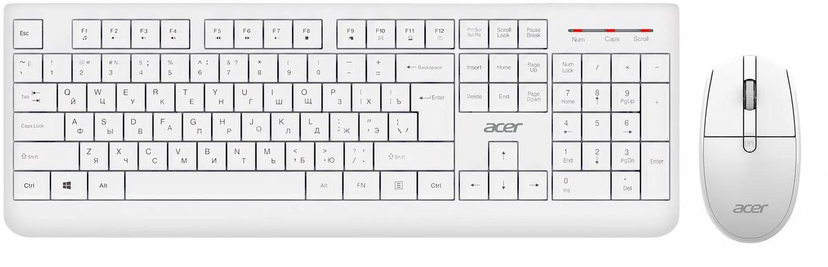 Клавиатура + мышь Acer OCC401, USB, белый (ZL.ACCCC.017)