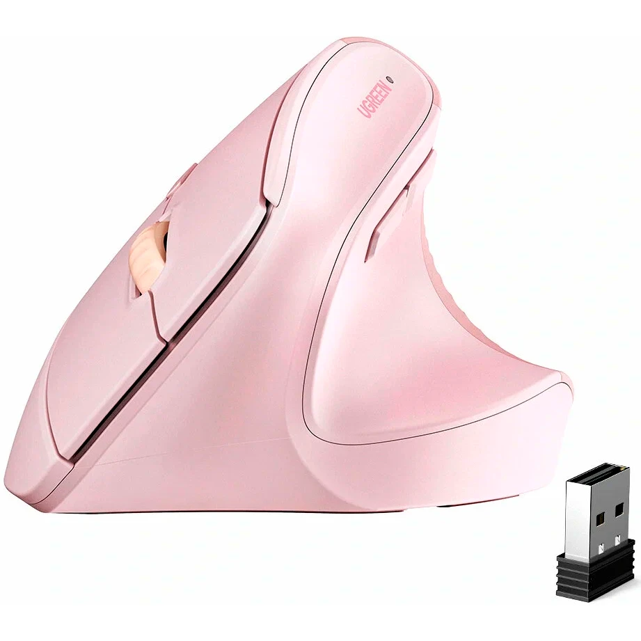 Мышь UGREEN M571, USB/Радиоканал, розовый (55917)