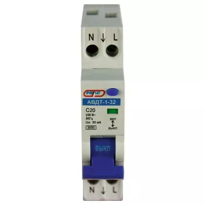 Выключатель дифференциальный (УЗО) АВДТ-1-32, 1P+N, 20А, 30мА, тип АС, Энергия