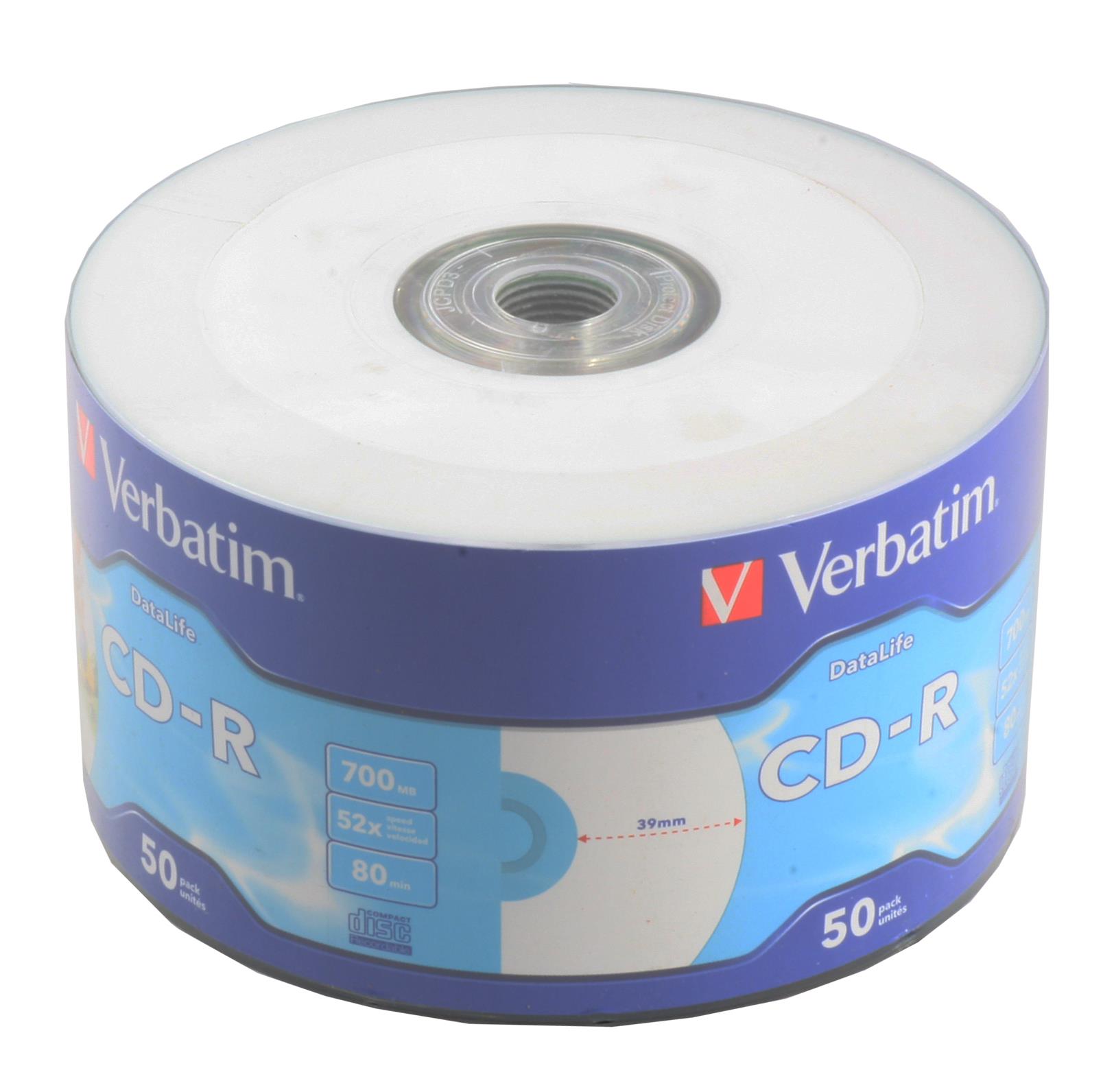Диск Verbatim CD-R, 700Mb, 52x, 50 шт, Printable, Bulk (43794)