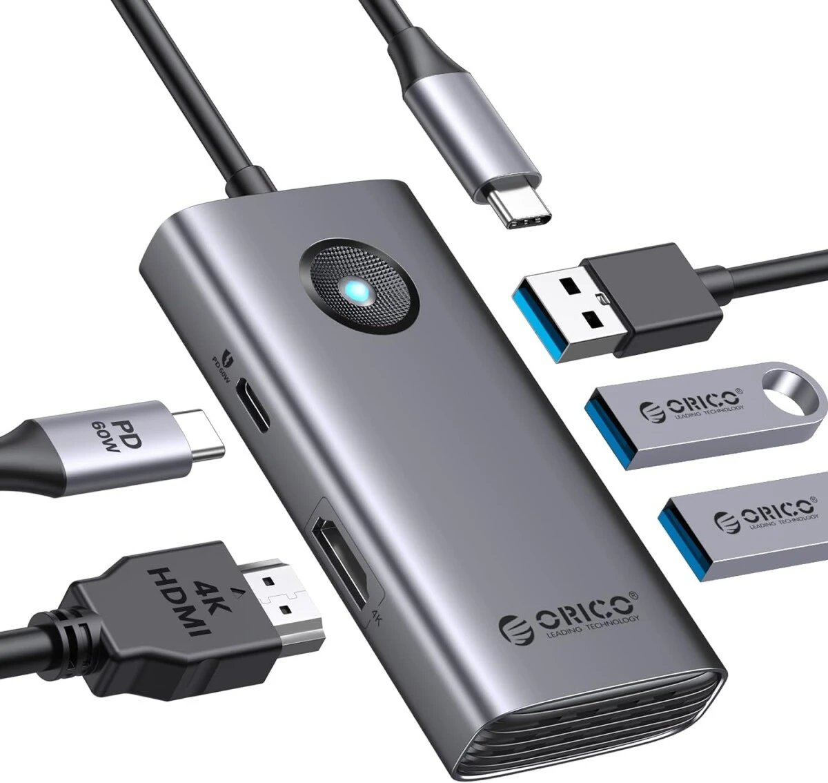 Док-станция Orico 5-in-1, серый (ORICO-PW11-5P-GY-EP)