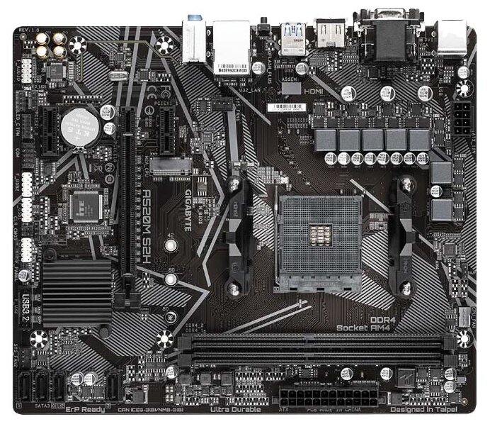 Материнская плата GIGABYTE A520M K V2, SocketAM4, AMD A520, 2xDDR4, PCI-Ex16, 4SATA3, 7.1-ch, GLAN, 6 USB 3.2, VGA, HDMI, mATX, Retail б/у, после ремонта - замена сокета, полный комплект